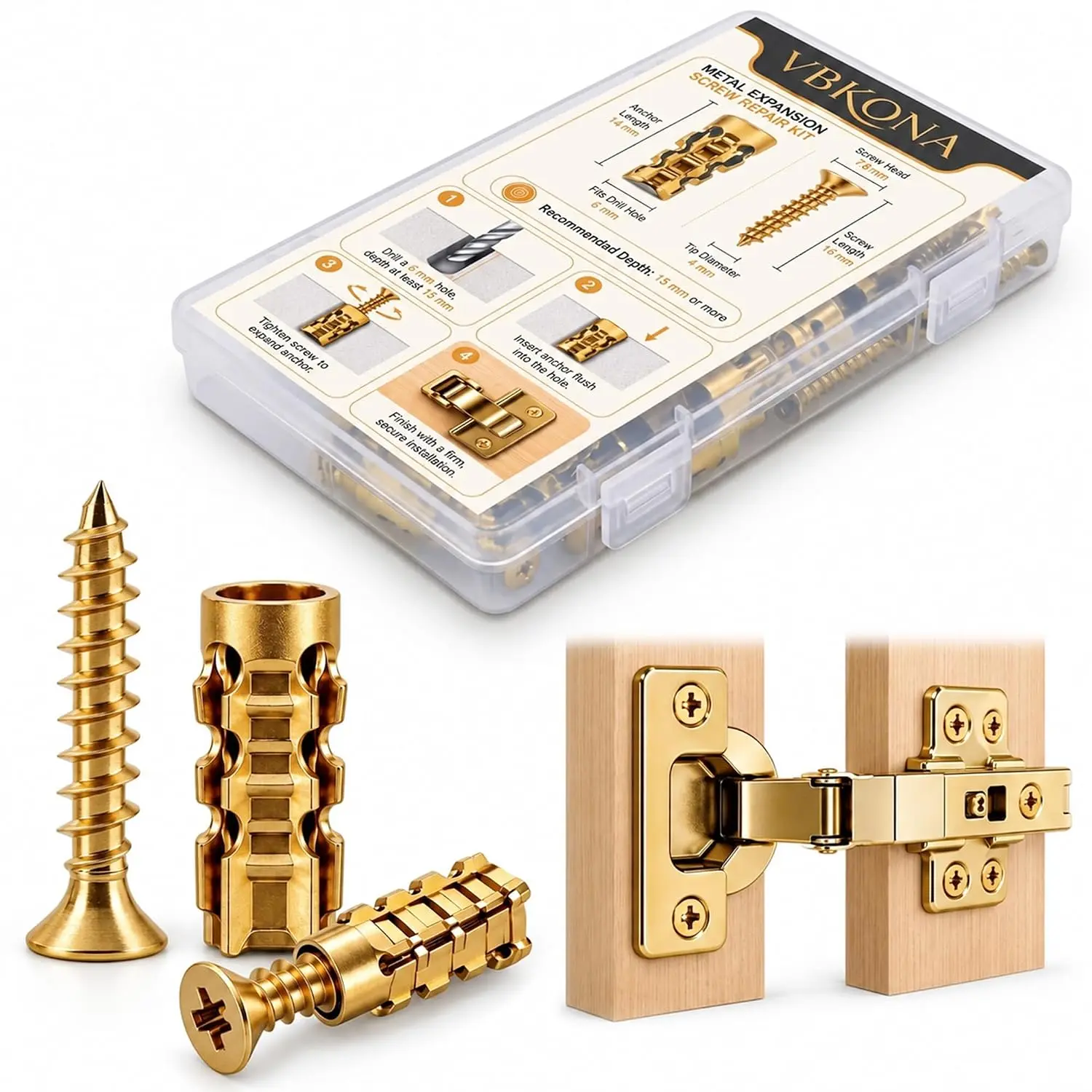 6*14mm Short Expansion Screw Set, Door Hinge Repair Screws