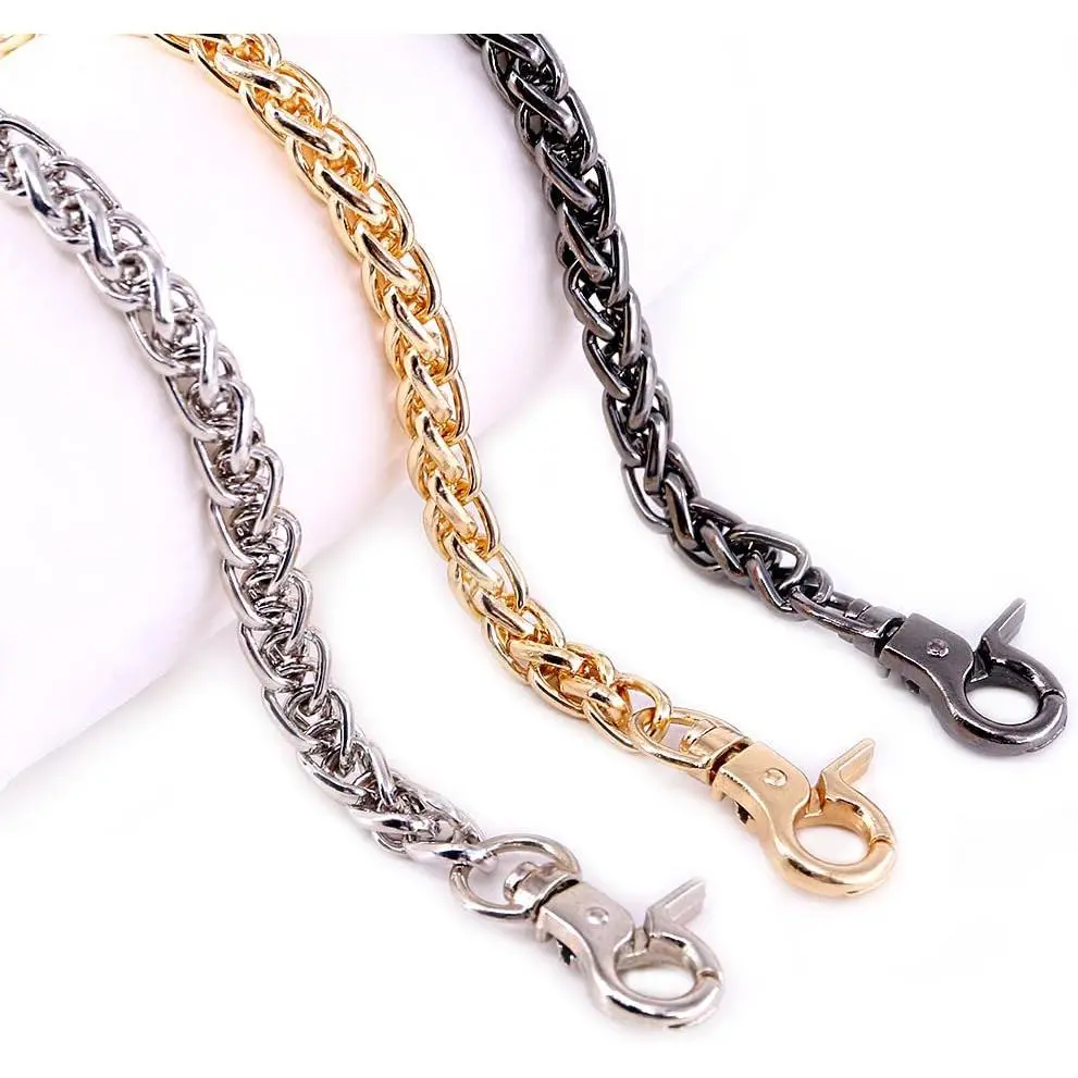 3 count Luxury Fashion  Inch  Torsional Chain Strap with Buckles Set,  for DIY Metal    Bag Hand Bag Purse  (  + + -Black)