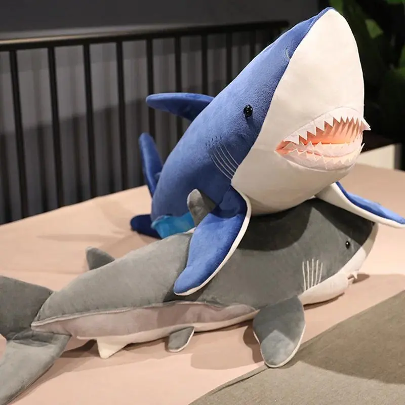 Megalodon Plush Toys 60/90/110/130cm Shark Stuffed Doll Squishy Pillow Sofa Cushion Room Decor Toys Creative Birthday Gifts