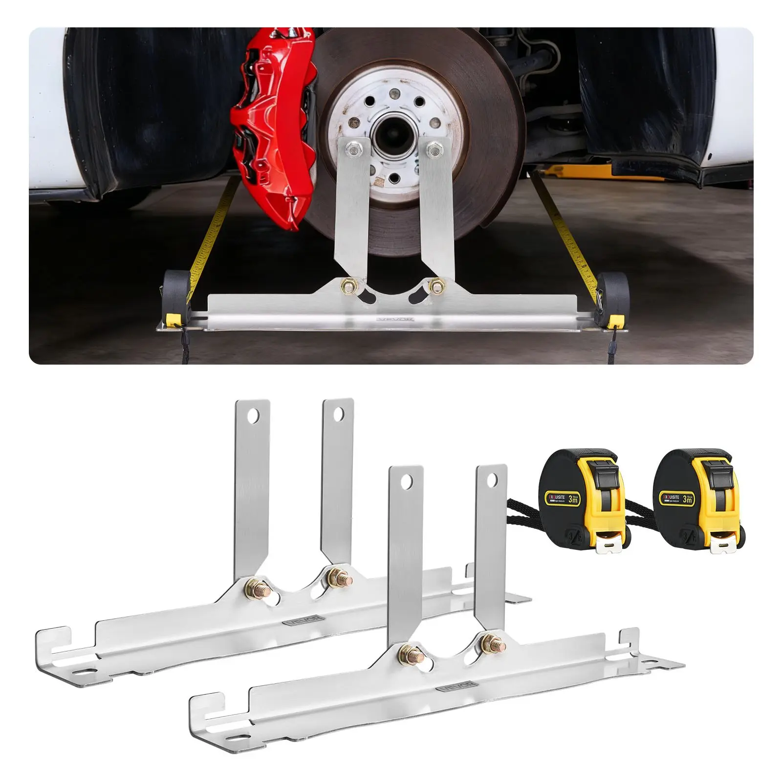【DealsForYouDays】VEVOR Wheel Alignment Tool, 2 PCS Stainless Steel Heavy Duty Toe Alignment Plates with 2 Measuring Tapes, Accurate Automotive Wheel Tools for Home Use, Compatible with Cars, Trucks, SUVs, and Vehicle