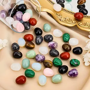 10pcs of easter egg stone, crystal polished stone, diy decoration, suitable for home decoration, desktop ornaments, aquarium decorations, holiday gifts for family and, birthday gifts.