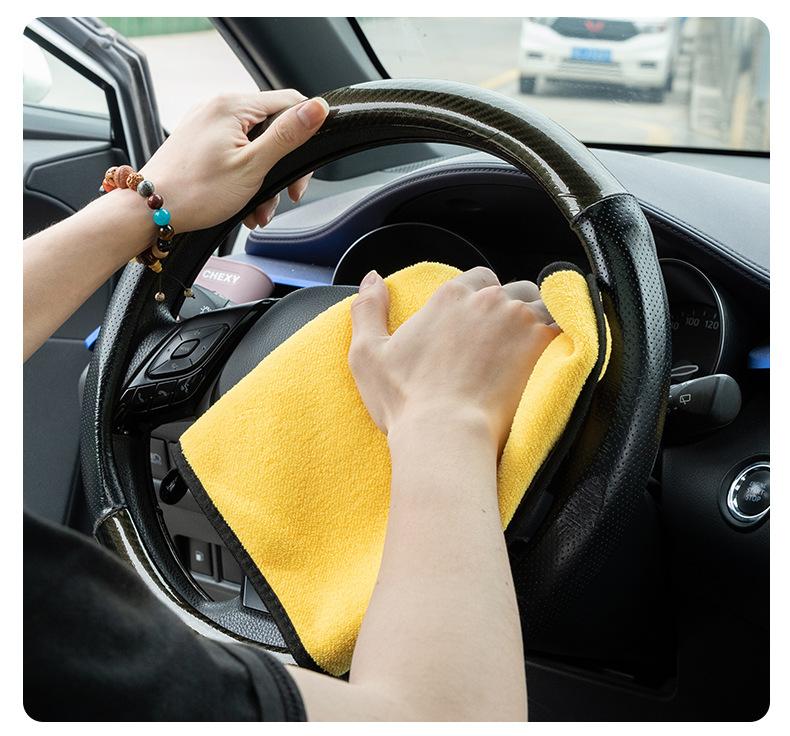 Car wash towel, car wiping cloth, clean and absorbent, thickened, double-sided, dual-color car wash towel, car coral fleece car wash tool