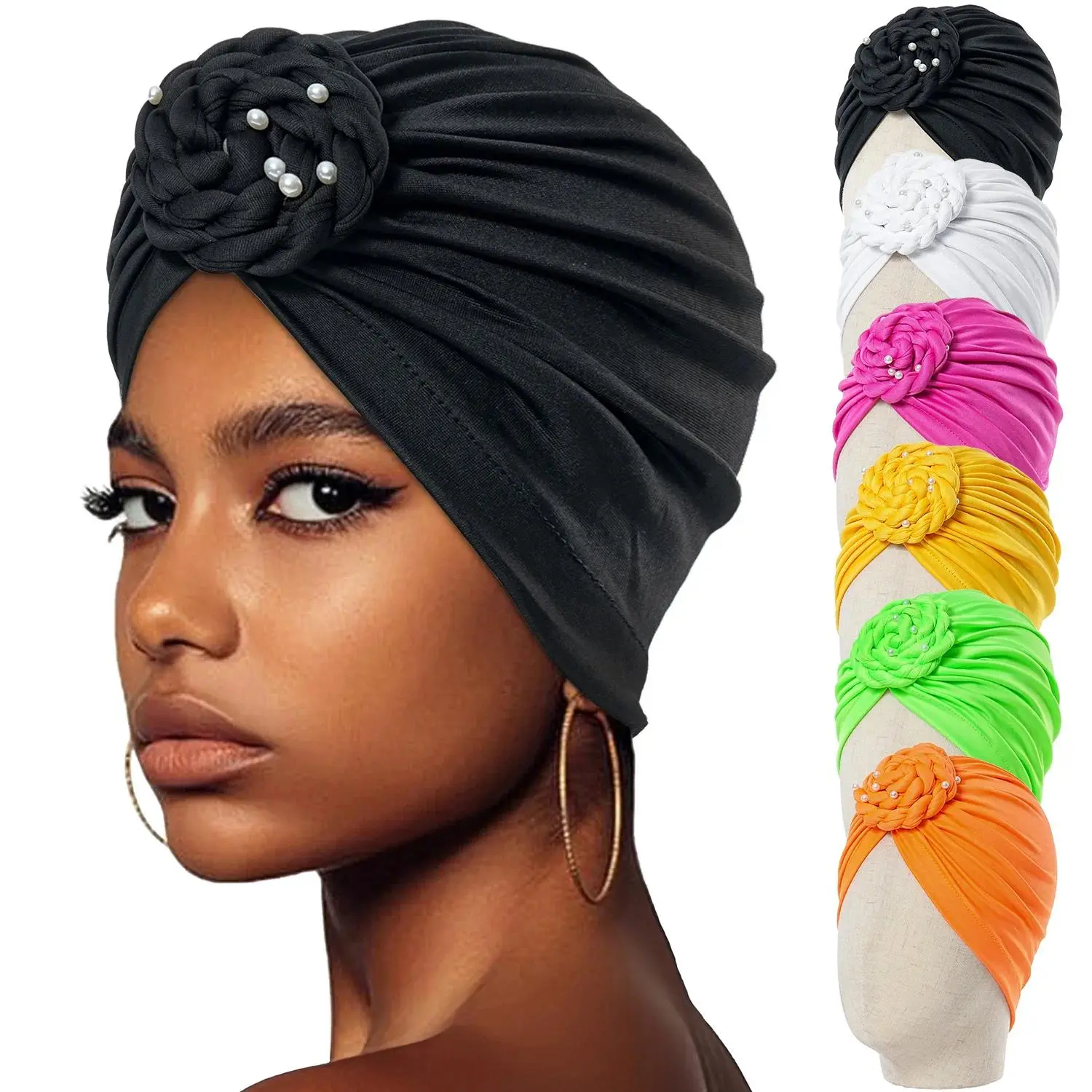 Ramadan Muslim Hijab Caps Solid Color Women Wrap Head Ramadan Soft Elastic Ladies Fashion Indian Turban Bonnet