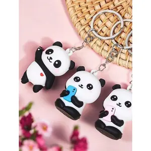 1PC Black & White Panda Keychain – 3D Soft Silicone, Adorable Bag Charm. Perfect for Daily Carry, Holidays & Travel. Great Gift for Friends & Family.  Stranger Things Keychain Set Mini Kpop Light Stick Keychains