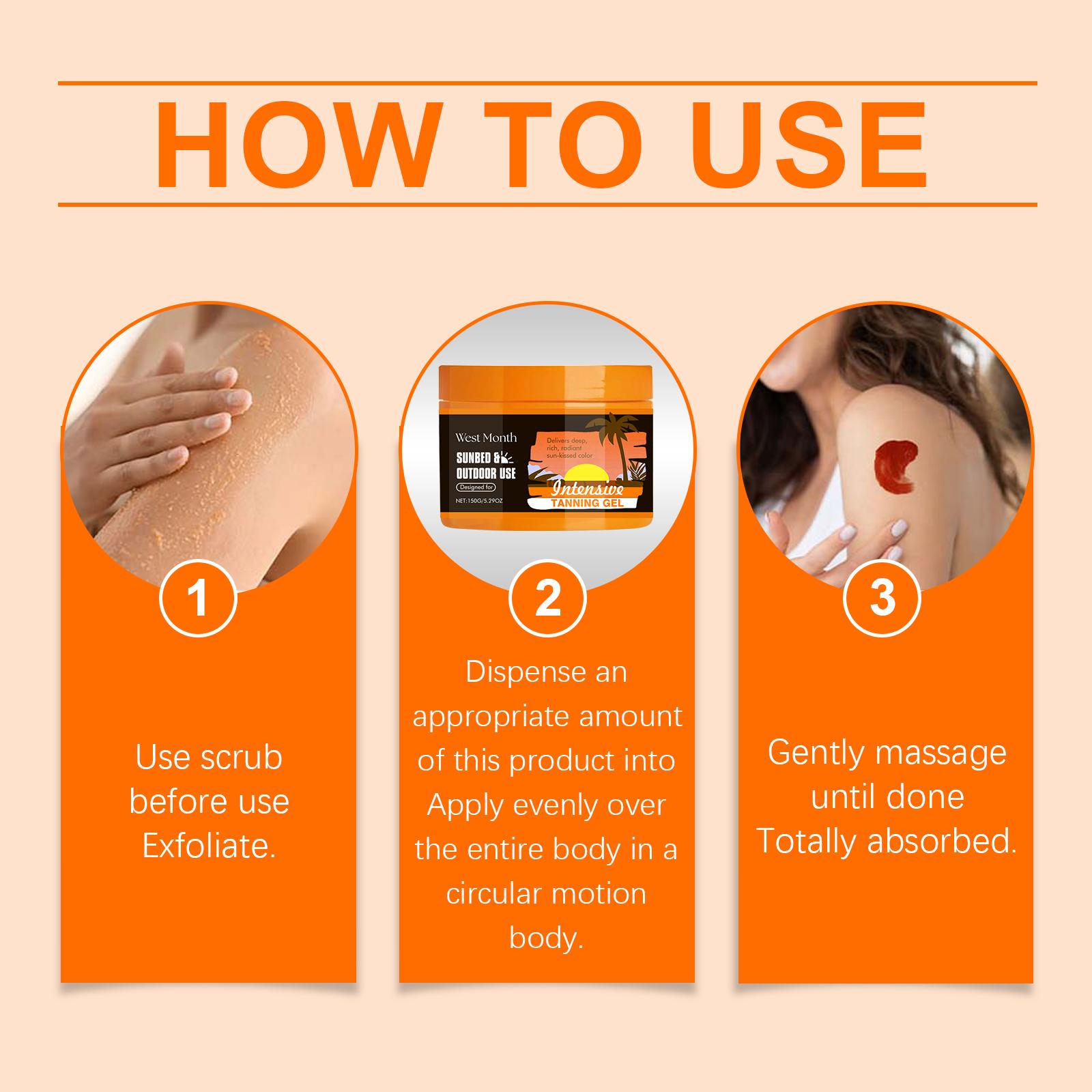 WEST MONTH Intensive Tanning Gel, Carrot & Coconut Extract Accelerated Natural Bronze, Skin Protection & Sun Damage Reduction, Long-Lasting Hydration Lock, Lightweight Non-Greasy Fast Absorbing for All Skin Hydrating balm