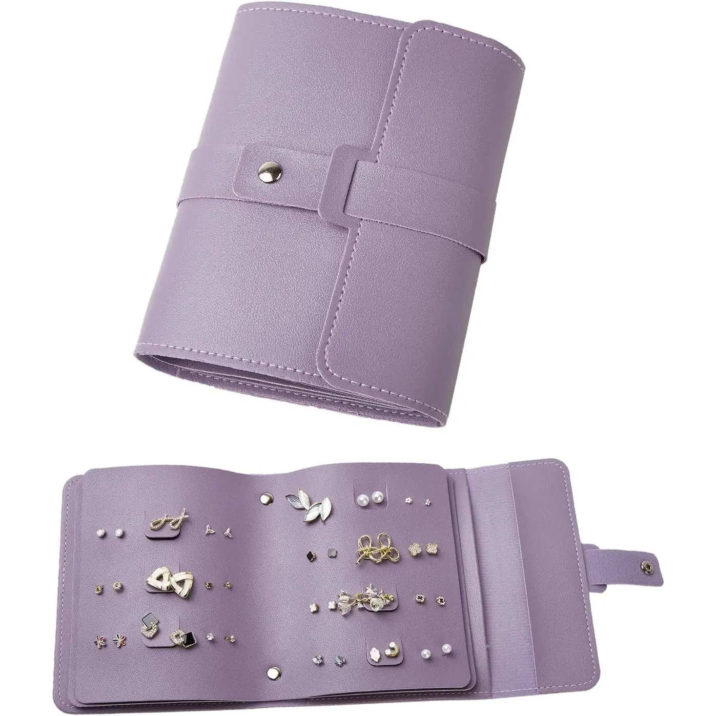 Portable PU Leather Earring Holder Organizer - Booklet Shape, Compact Fold, Modern Single Unit Home Storage Case, Gift Ideas for Travel