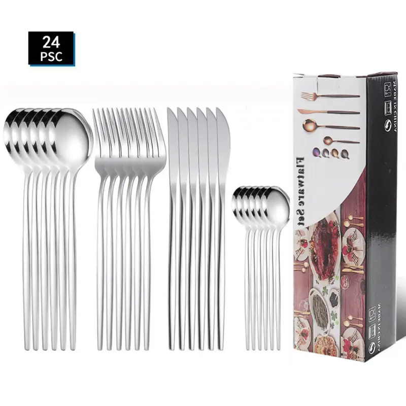 A set of 24 pieces of silverware, 6-person stainless steel tableware, with a durable and elegant design, suitable for daily use, is an ideal gift choice.