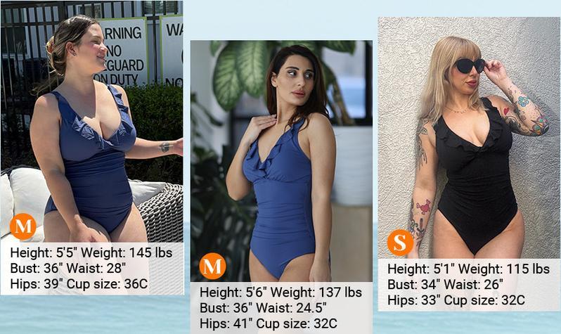 2026 NEW Women One Piece Swimsuits Tummy Control Bathing Suit Ruffle V Neck Swimwear Slimming Monokini Women One Piece Tummy Control Swimsuit, Ruffle V Neck Slimming Bathing Suit, Flattering Monokini Swimwear