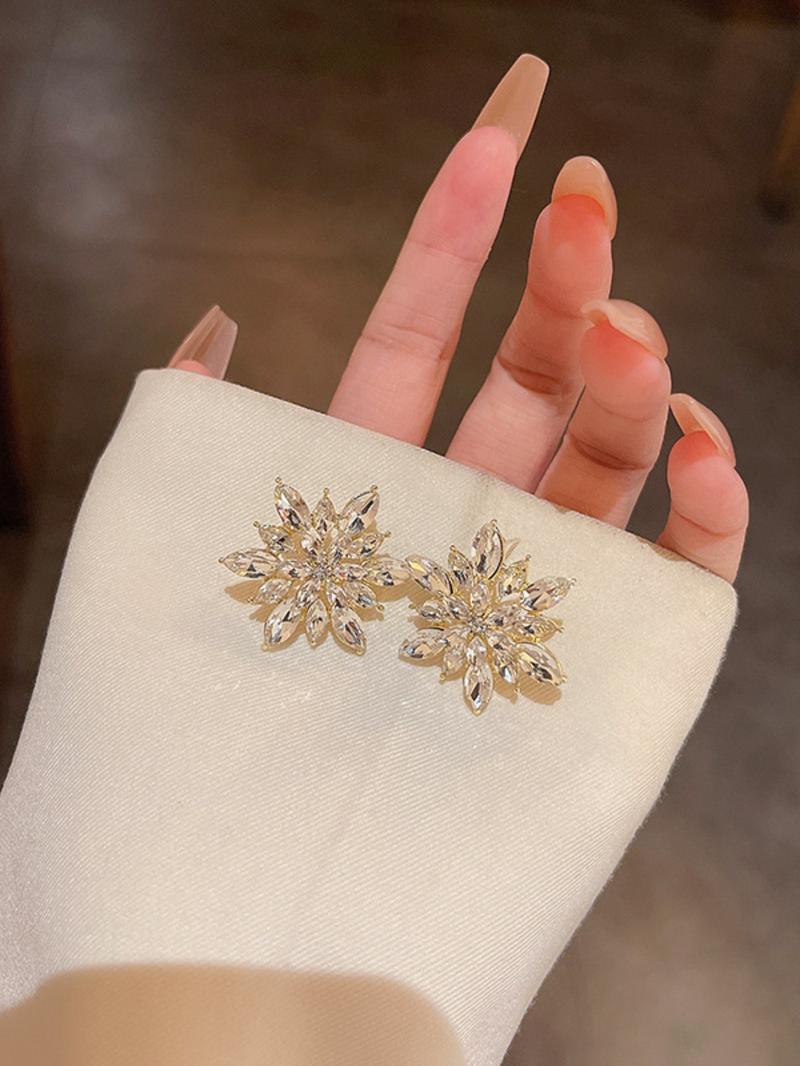 Snowflake Design Rhinestone Stud Earrings, Elegant Exquisite Jewelry for Women, Trendy Accessories for Party and Daily Life, High Quality Earrings