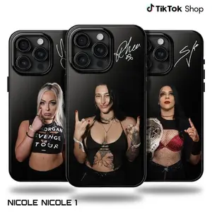 WWE female wrestler's signature phone case, Legendary Wrestler series, compatible with iPhone 11–17 Pro Max/Plus series and Samsung Galaxy S23–S25 series, iconic female wrestling star black phone case.