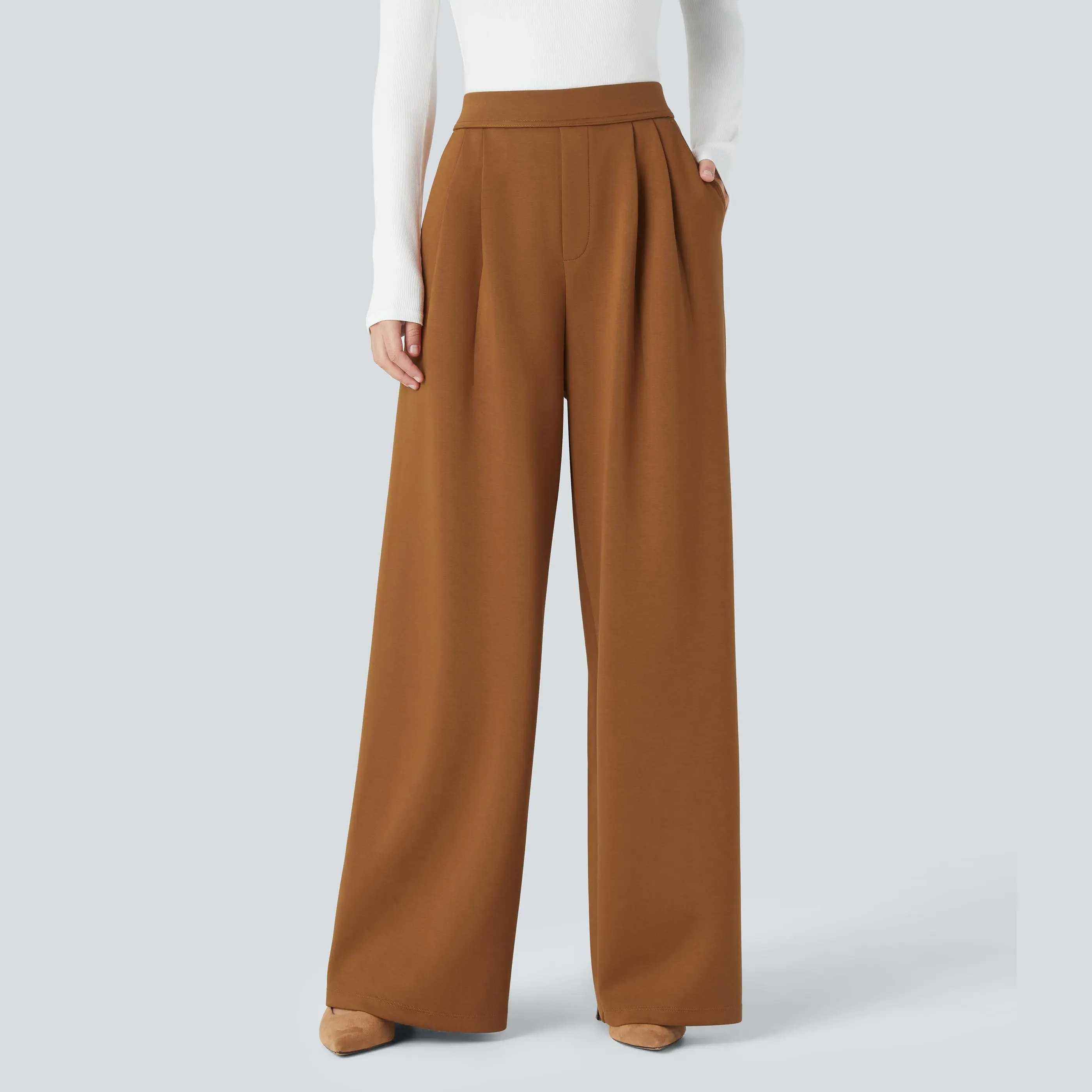 Halara High Waisted Side Pocket Wide Leg Work Pants