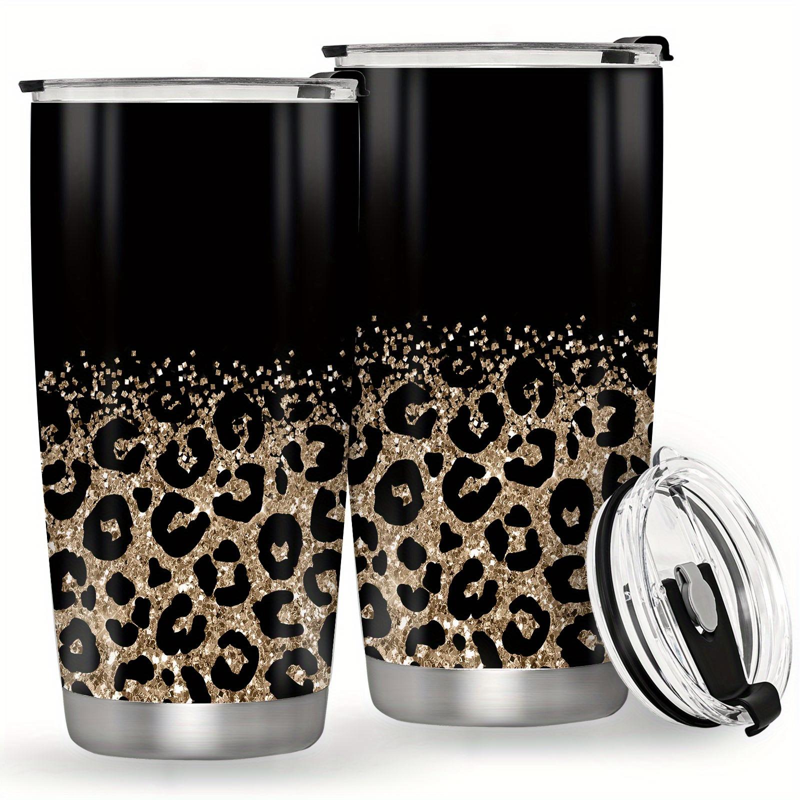 1 pack, 20 oz/590 ml, leopard print thermos cup, stainless steel coffee cup with lid, perfect for women and friends for birthday and Christmas gifts, Mother's Day gifts