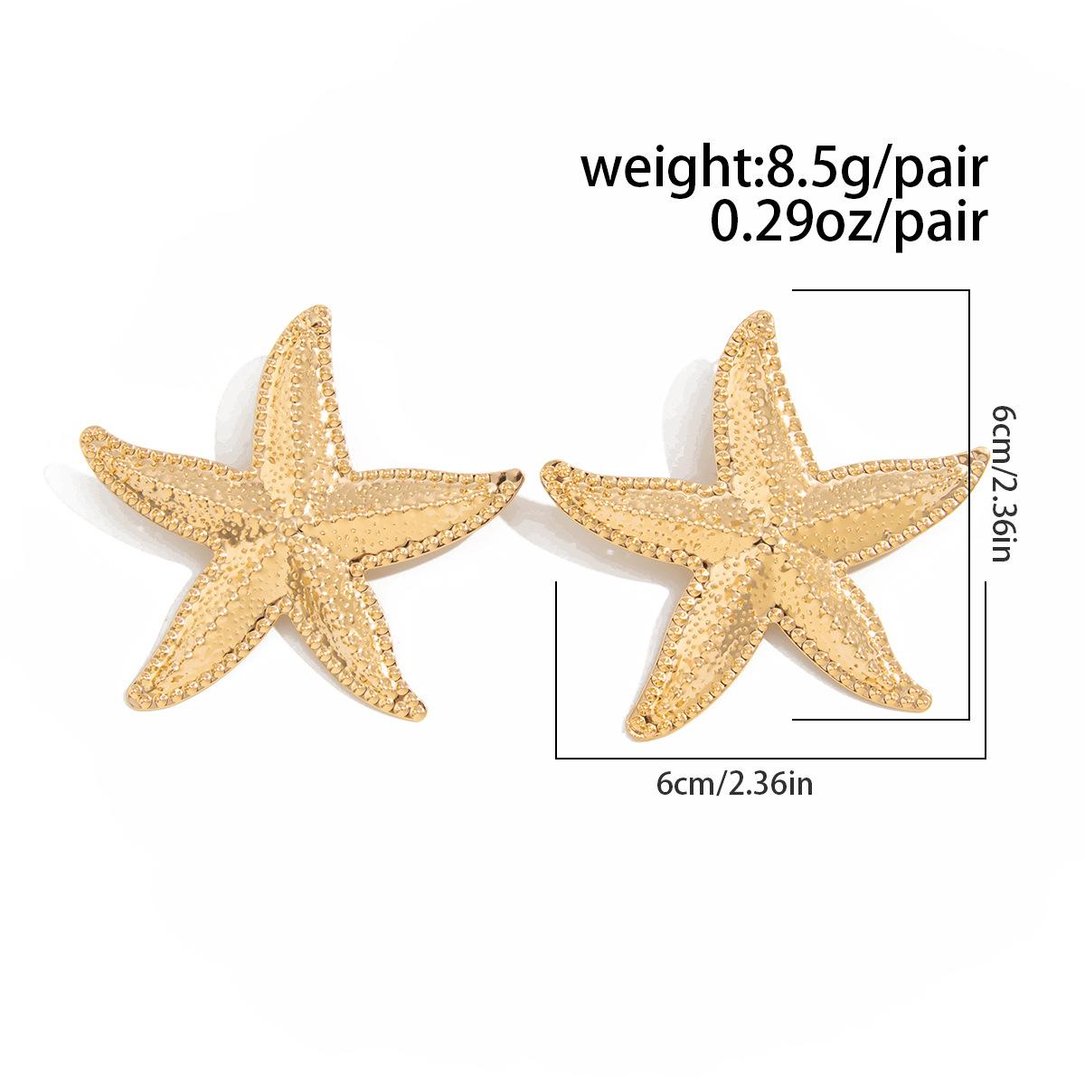 Ocean Inspired Starfish Star Stud Earrings Bold Statement Metal Earrings Exaggerated Beach Vacation Style Fashion Jewelry for Women Trendy Summer Coastal Aesthetic Party Club Daily Outfits Lightweight Alloy Ear Accessories