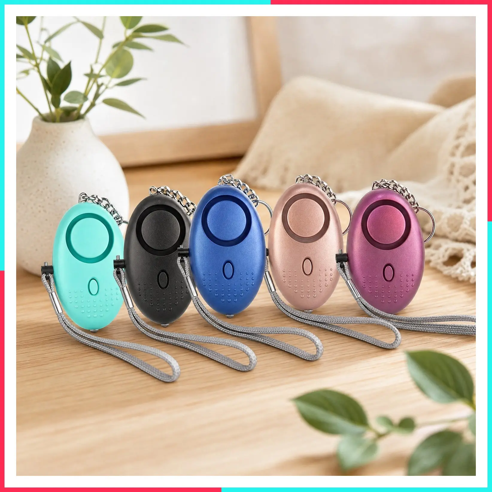 5Pcs 140dB Personal Safety Alarm Keychain with LED Light Panic Button for Women Kids Elders - Black, Blue, Purple, Rose Gold, Green