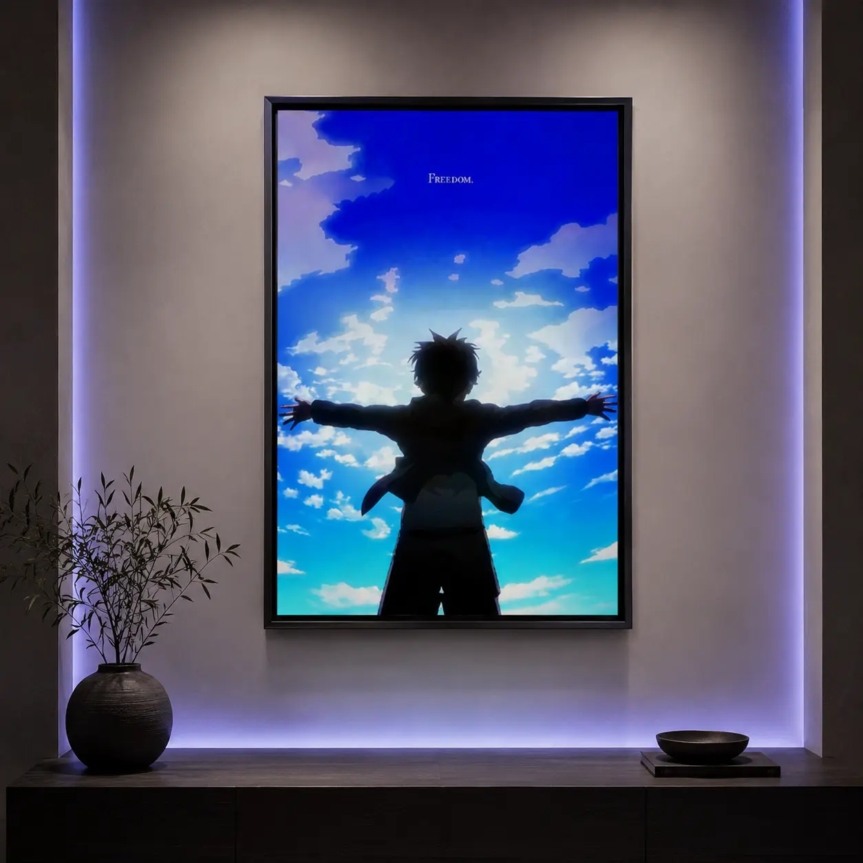 Eren Yeager 'Freedom' Quote Poster -  Dark Manga Wall Art Print, Motivational Room Decor for Bedroom & Living Room