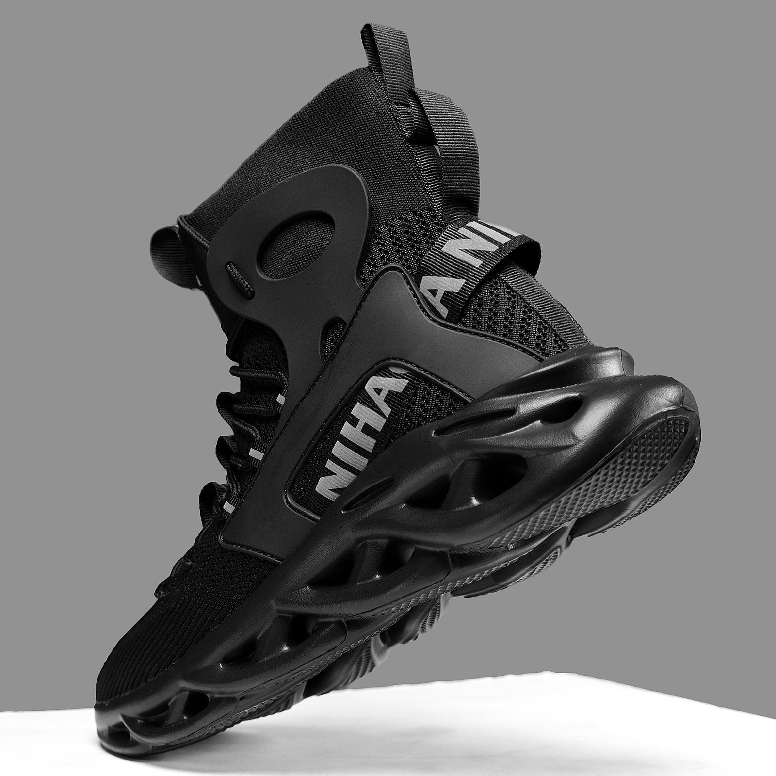 Men's Top Shock Absorption Type Shoes, Breathable Lace Up Non-Shoes Jogging Walking