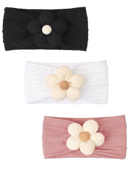 Baby Hair Band Set of 3 or 12, Soft Nylon Floral Headbands for Girls, Comfortable and Elastic Hair Accessories, Delightful Floral Design