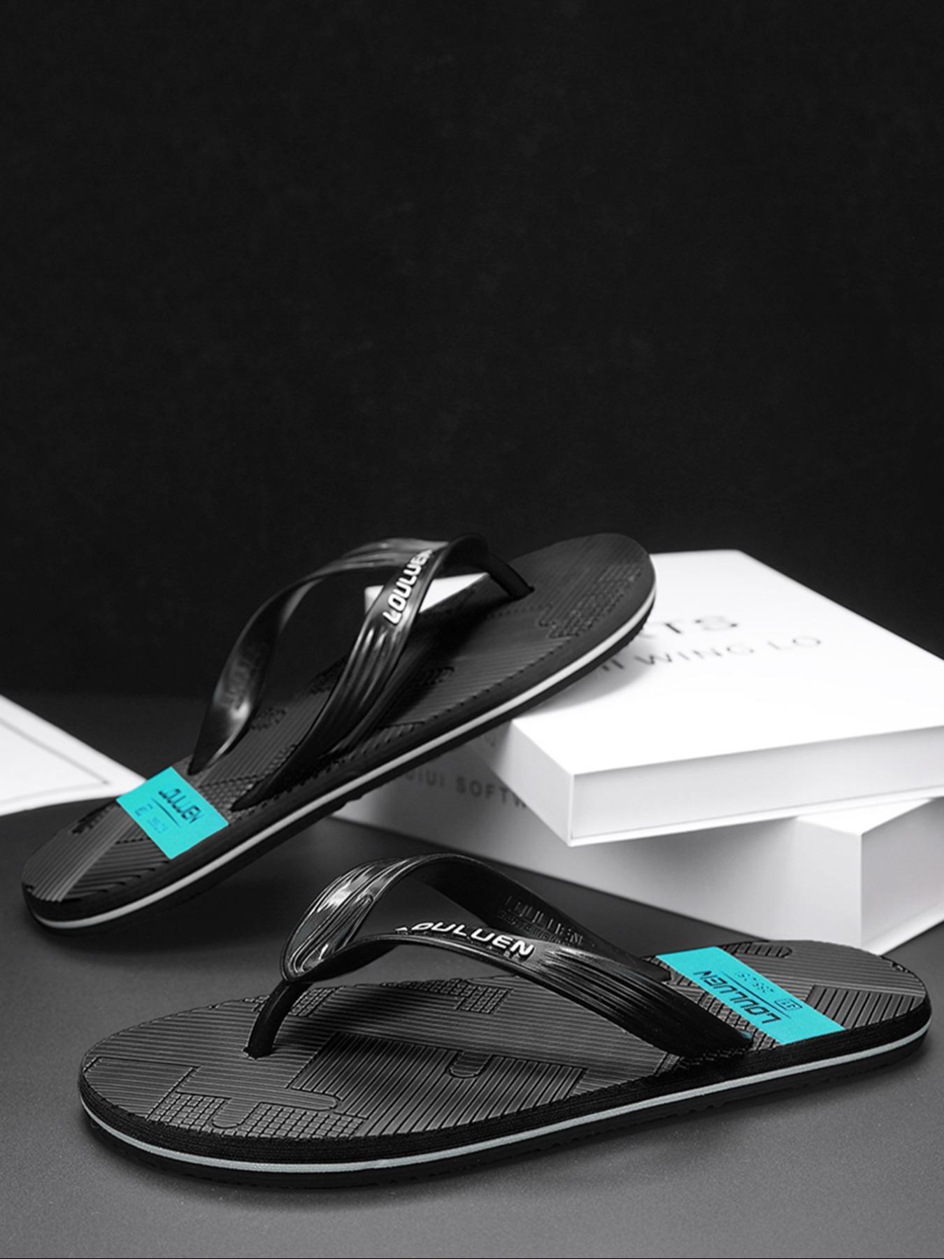 Men's Simple Plain Flip Flops, Casual Comfortable Non-slip Flip Flops for Indoor & Outdoor Wear, Breathable Soft Sole Flip Flops for Beach Footwear