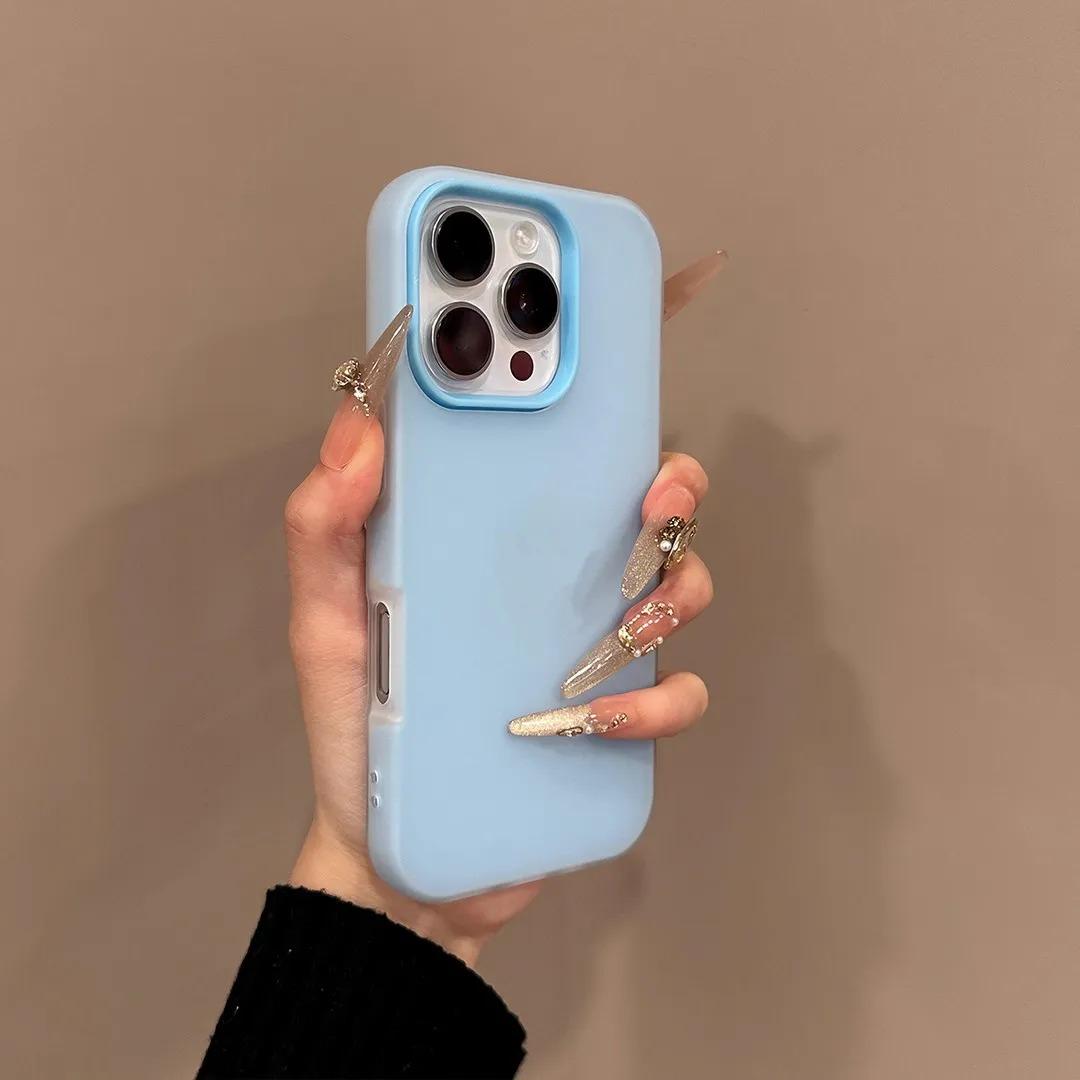 Matte Candy Color 2IN1 Soft Phone Case For iPhone 17 Air 16 15 14 13 12 11 Pro Max Plus 16E X XR XS Shockproof Protective Cover