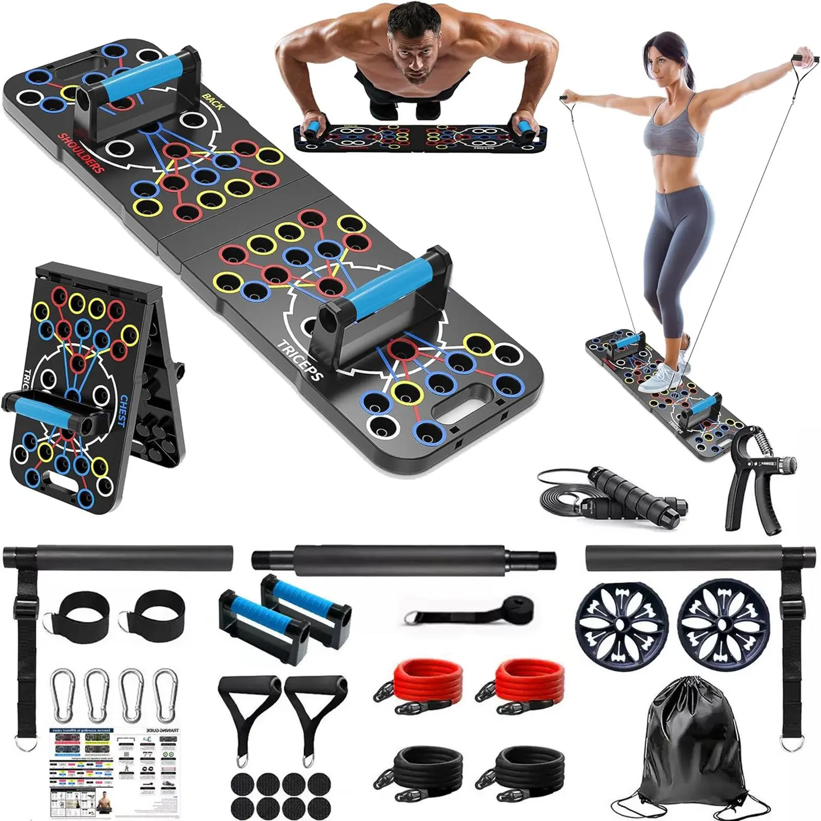 Extra Large Push Up Board With Multiple Accessories , Portable ALL-in-1 Workout Set for Push Up, Multi-functional Pushup Stands for Strength Training, Fat Burning Push Up Bar for Home Gym