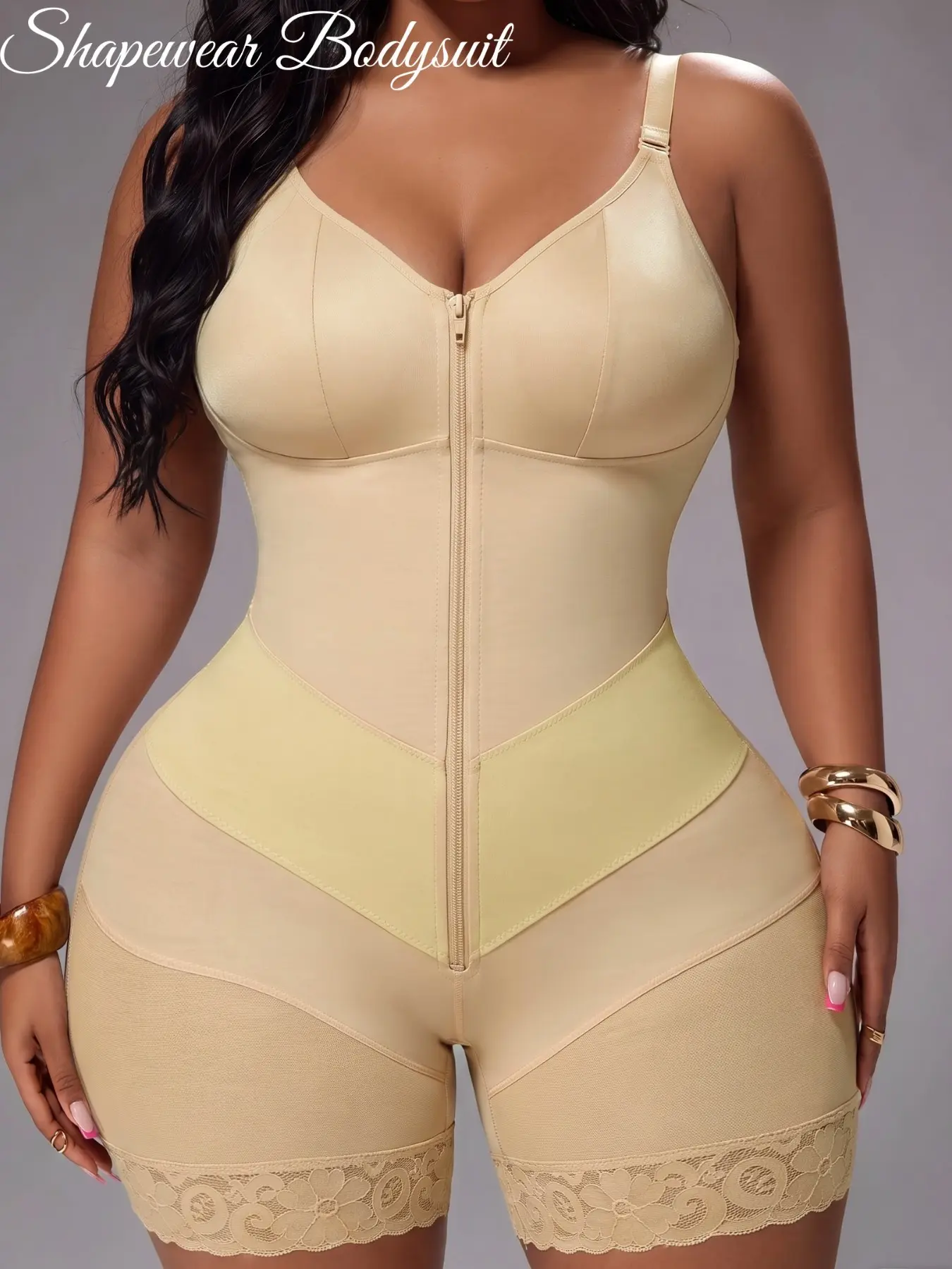 1 Count Women's V-shaped Belts Shapewear Bodysuit, Colombian Shapewear, Fajas, High Compression Abdominal Waist Traine Shapewear, Butt Lifting & Tummy Control Body Shaper, High Support Bodysuit, Designed For Natural Curves & Daily Beauty