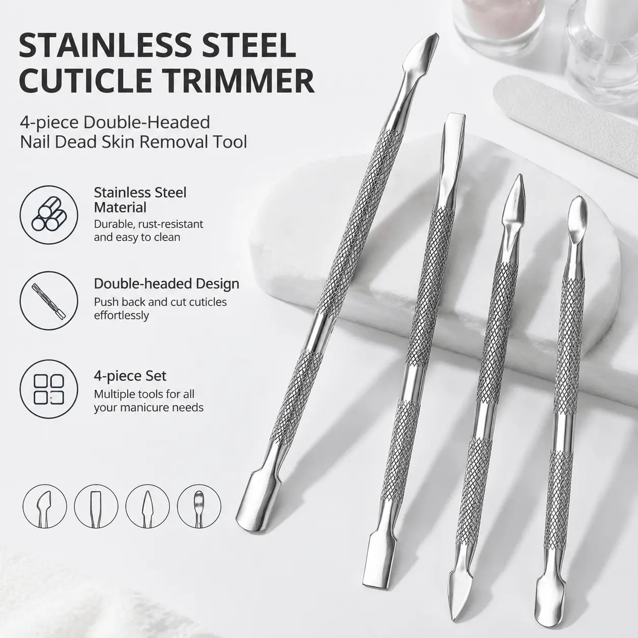 Professional Nail Care Kit Stainless Steel Manicure Tools Set Multi-Function Cuticle Pusher Gel Polish Remover Non-Slip Ergonomic Handle Travel Friendly Salon Home Use At Home Manicure Safe Rounded Design Storage Case