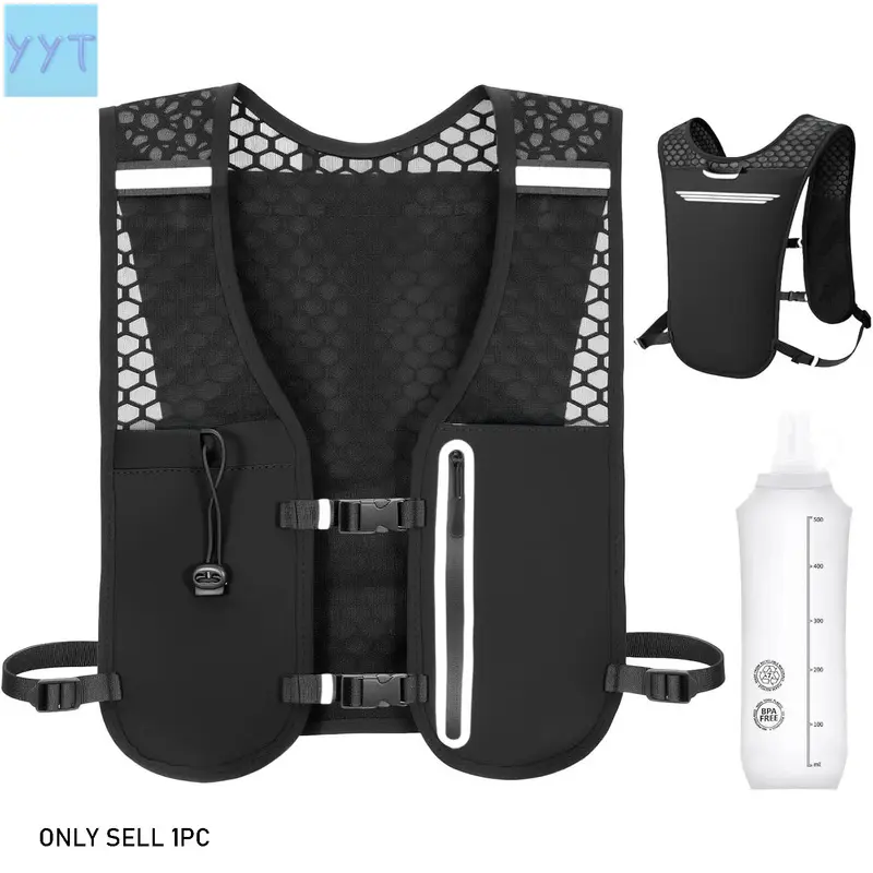 YYT1  Running Hydration Vest, Adjustable Chest Straps Outdoor Sport Running Vest Women Men with 500ml Soft Flask, Lightweight Runners Vest Women Hiking Trail Running Cycling Race Marathon