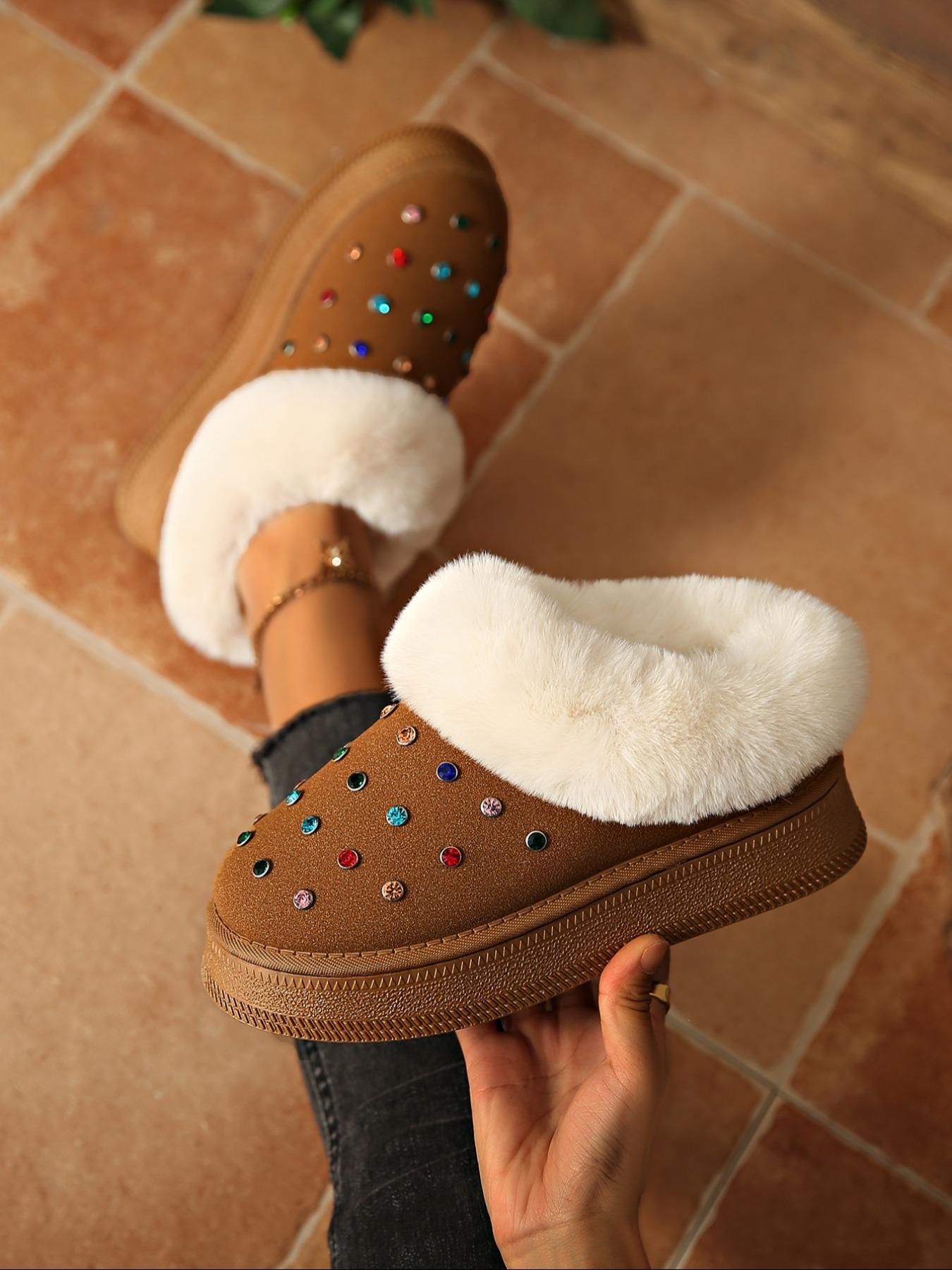 Women's Winter Casual Ankle Boots, Thick Sole Snow Boots, Warm Home & Outdoor Use, Fashionable Round Toe Short Boots, Winter Shoes