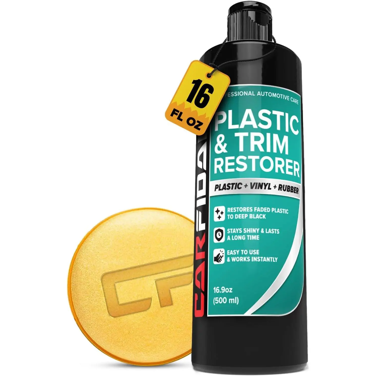 Plastic Restorer for  - Refreshes Faded Plastic, Vinyl & Rubber Trim with Polish for Deep Shine - Protects Against UV & Dirt - Black Exterior & Interior Care for Detailing - 16 fl. Oz.