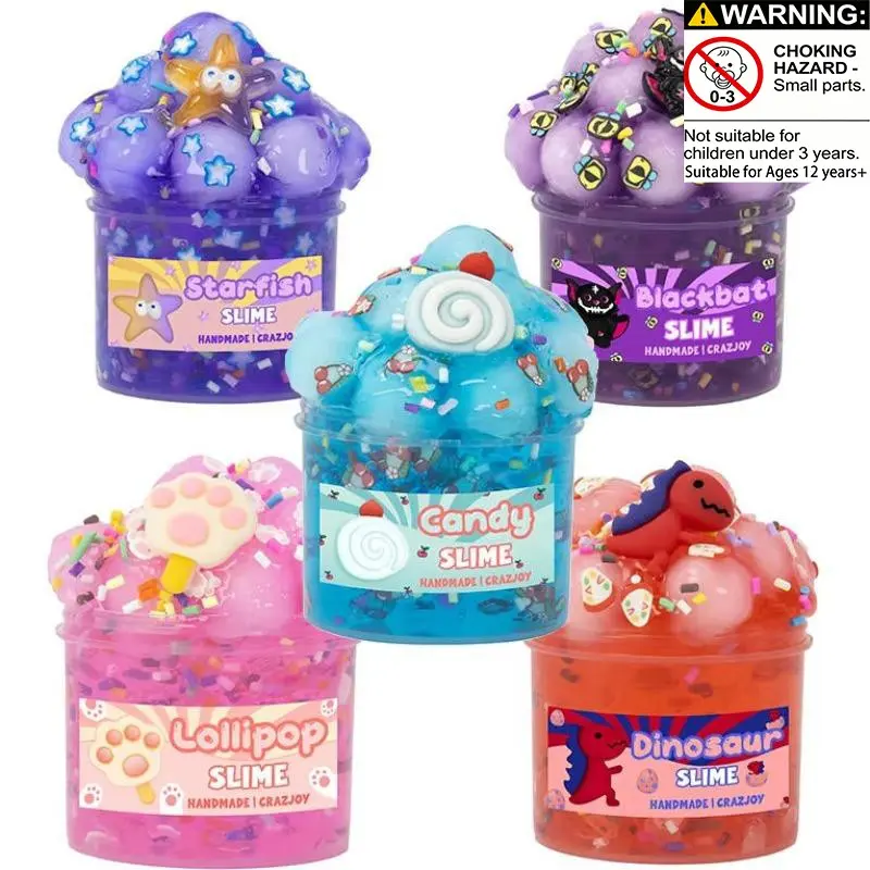 Portable 2.37oz Jelly Cube Crunchy Crystal Slime kit Clear Sticky Slime Soft DIY Non-Sticky Stretchy Sludge Party Favors Birthday Gifts, Moldable Handmade Taba Squishy