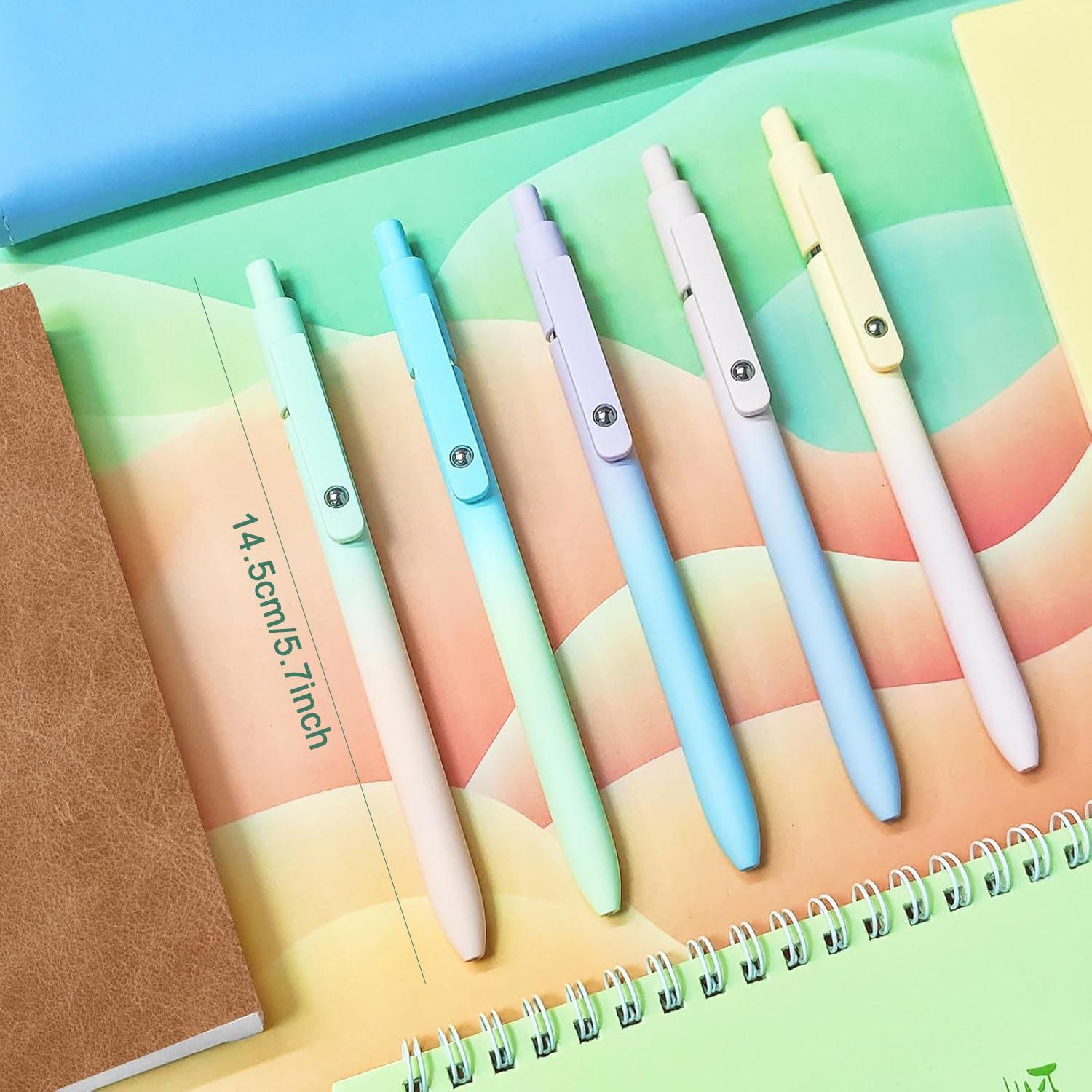 Retractable Gel Pen Office Accessories, 5 Pcs/set 0.5mm Black Ink Press Type Ballpoint Pens, Smooth Writing Pens, Stationery Writing Tools, Writing Stationery Supplies for Student, School Convenience Supplies, Aesthetic Pens
