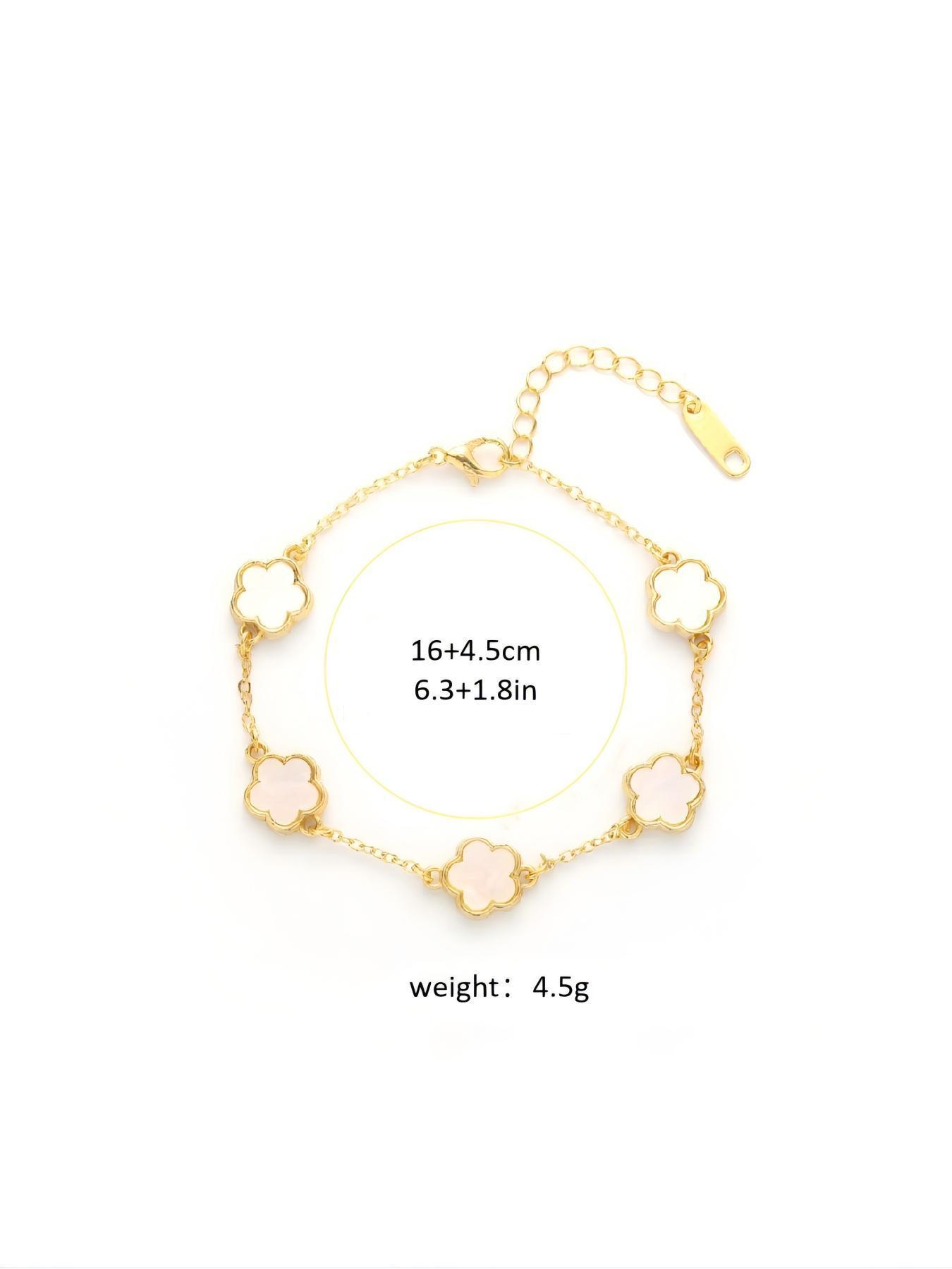 Cute Five Leaf Clover Design Charm Bracelet, Fashionable Jewelry for Women & Girls, Trendy All-match & Exquisite Jewelry for Birthday Gift