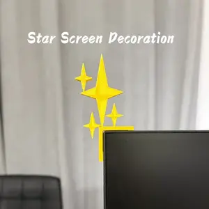 3D Printed Star Monitor Topper with 3M Adhesive, Cute Kawaii Computer Screen Sitter, Aesthetic Starry Gaming Desk Setup Accessories, Gift for Gamers