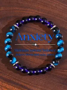 8mm Blue Quartz Elastic Bracelet - Royal Blue Ombre, Stress Relief Gemstone, Perfect Gift For Any Occasion
