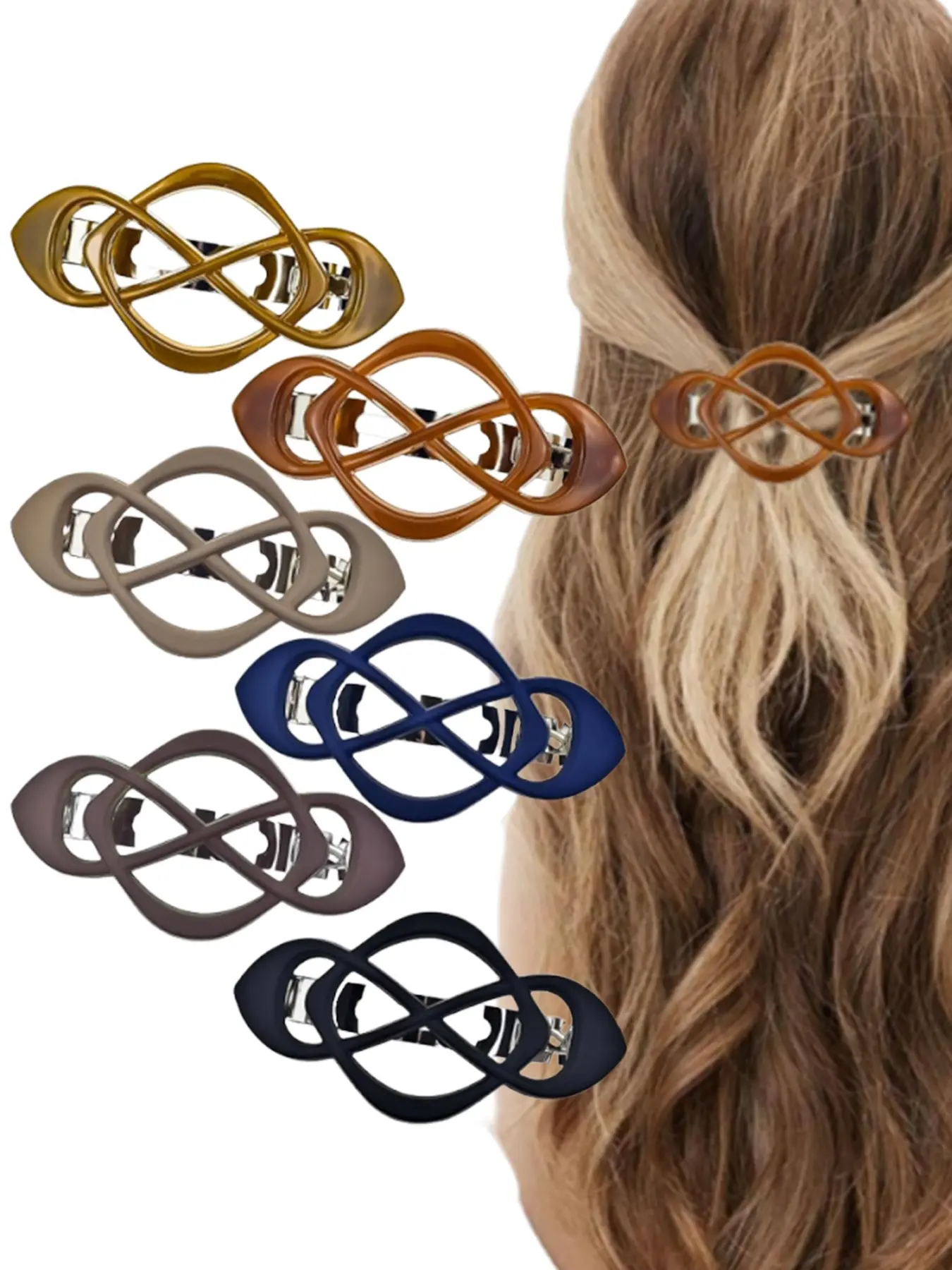 6pcs Vintage French Barrette Clips, Matte Flat Claw Clips for Thin & Long Hair, Strong Hold Cute Hair Accessories for Women & Girls