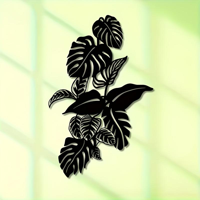 Large Monstera Metal Wall Art, Elegant Black Tropical Leaf Indoor Outdoor Decor Durable Iron Plant Sculpture for Home Wedding Housewarming Mother's Day Gift, Modern Mid Century Farmhouse Style Easy Hang, Housewarming Gift High Quality Sculpture