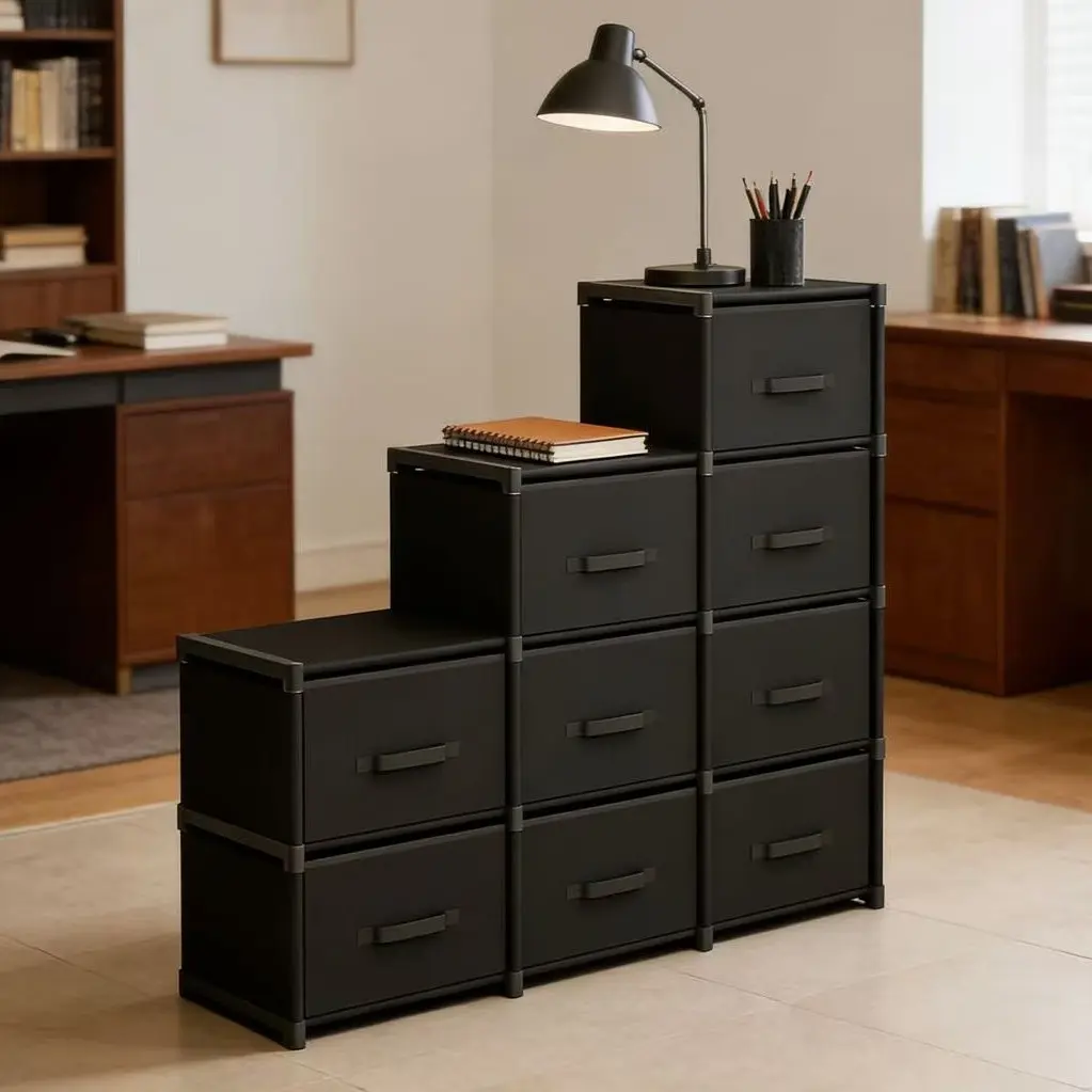 Fabric Storage Cabinet with Multiple Drawers, Durable Multi-Functional Organizer for Home Office, Living Room, Bedroom, Kitchen