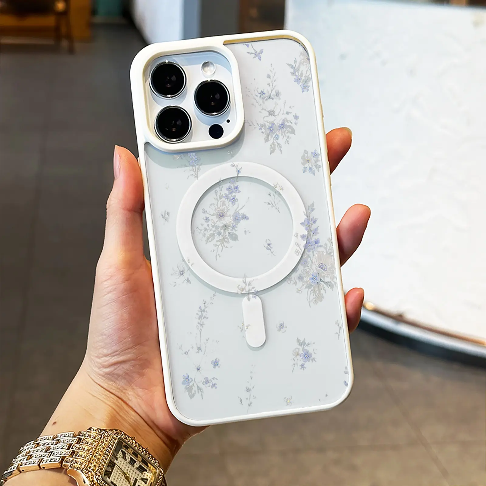 Soft Blue Botanicals phone case