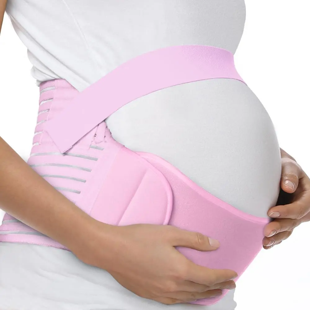 Maternity Belt Back Support Belly Band Pregnancy Belt Support Brace Abdominal Binder Waist Support Pink L
