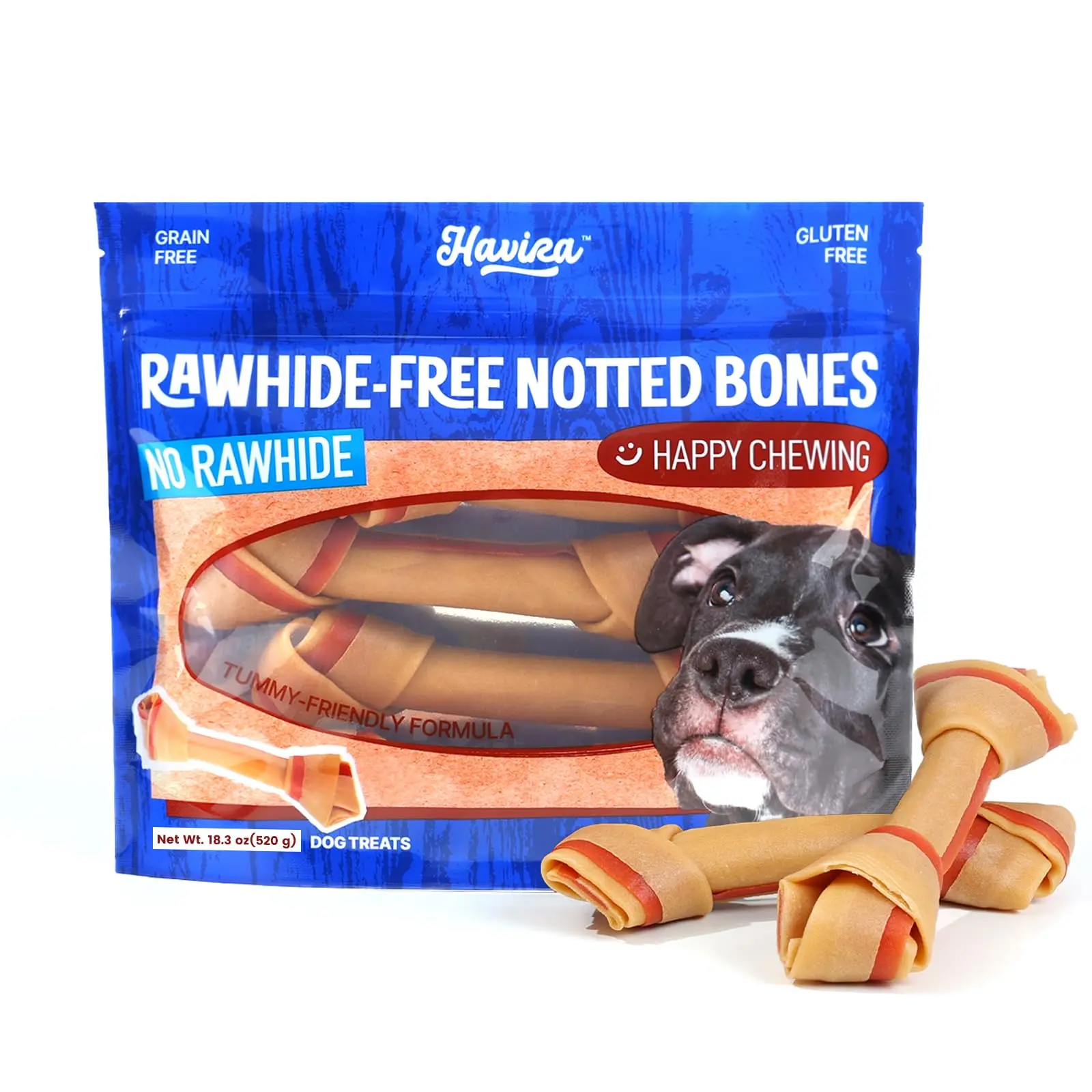 Havira Rawhide Free Dog Chew Bone, Puffed Peanut Flavor 10 Count Value Pack, 6–7 Inch Long Chews Easy to Digest for Daily Rewards, Training or Calm Chewing, Safe Rawhide Alternative Dogs Love