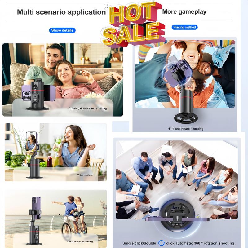 Desktop Selfie Stick Gimbal Camera Stabilizer with AI Face Recognition, 360° Adjustable Selfie Stick with Tripod, Phone Tripod Stand for Live Streaming #TOP PICKS