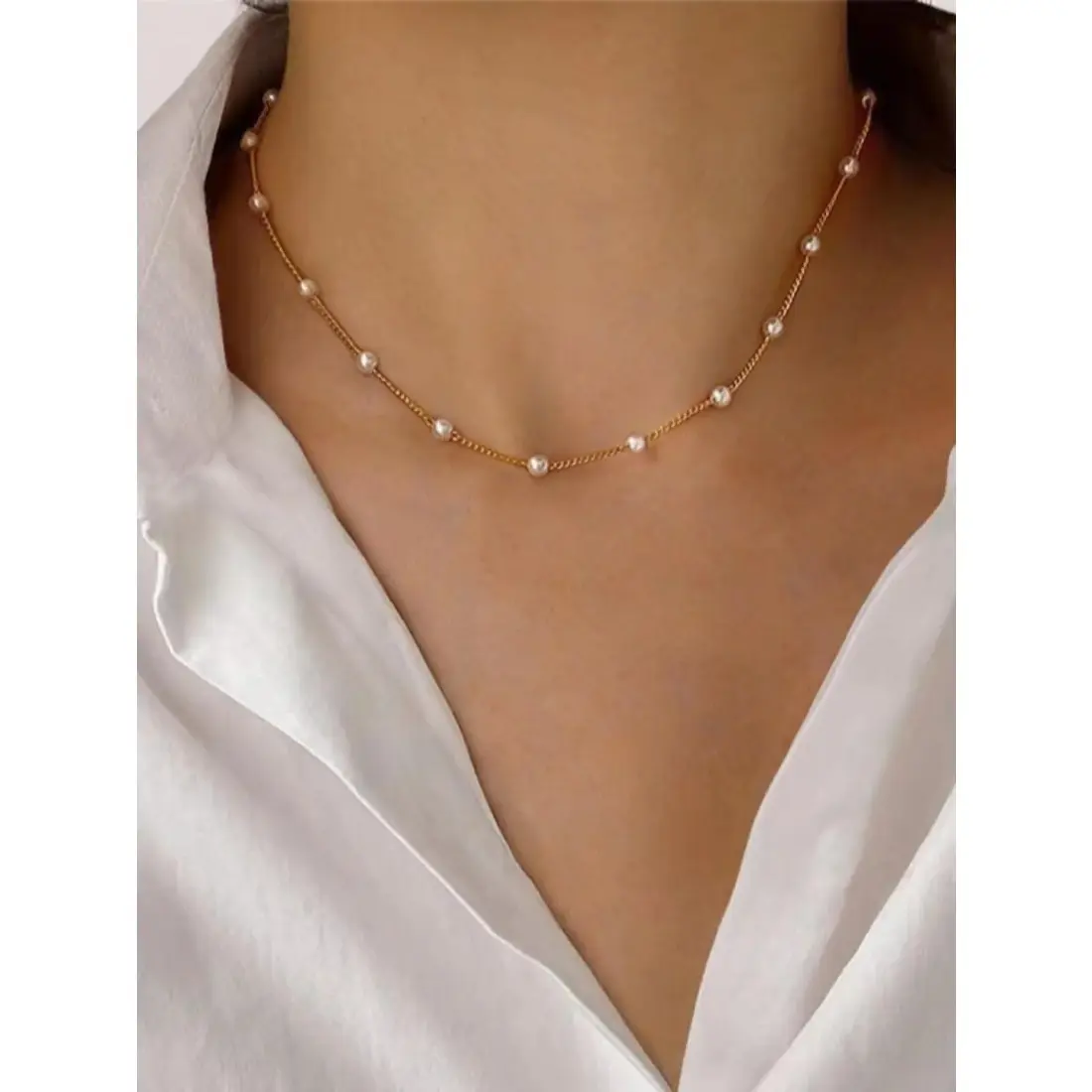 Faux Pearl Decorated Fashion Necklace As Gifts for Girlfriend, Elegant Beaded Necklace,  Fall/Summer Women Elegant Chain Necklace Jewelry for Party, Daily Clothing Decor, Women Accessories