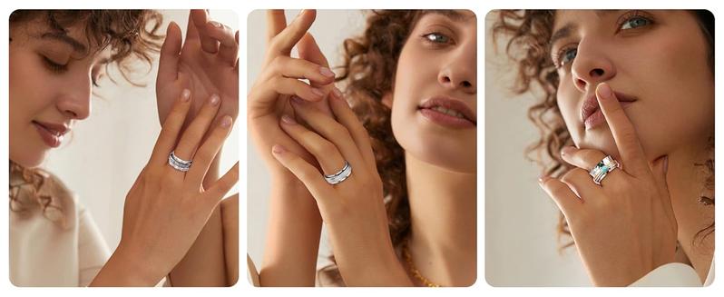 MILACOLATO Stainless Steel Spinner Rings Fidget Band Rings Moon Star Flower Butterfly Anxiety Rings for Women Men