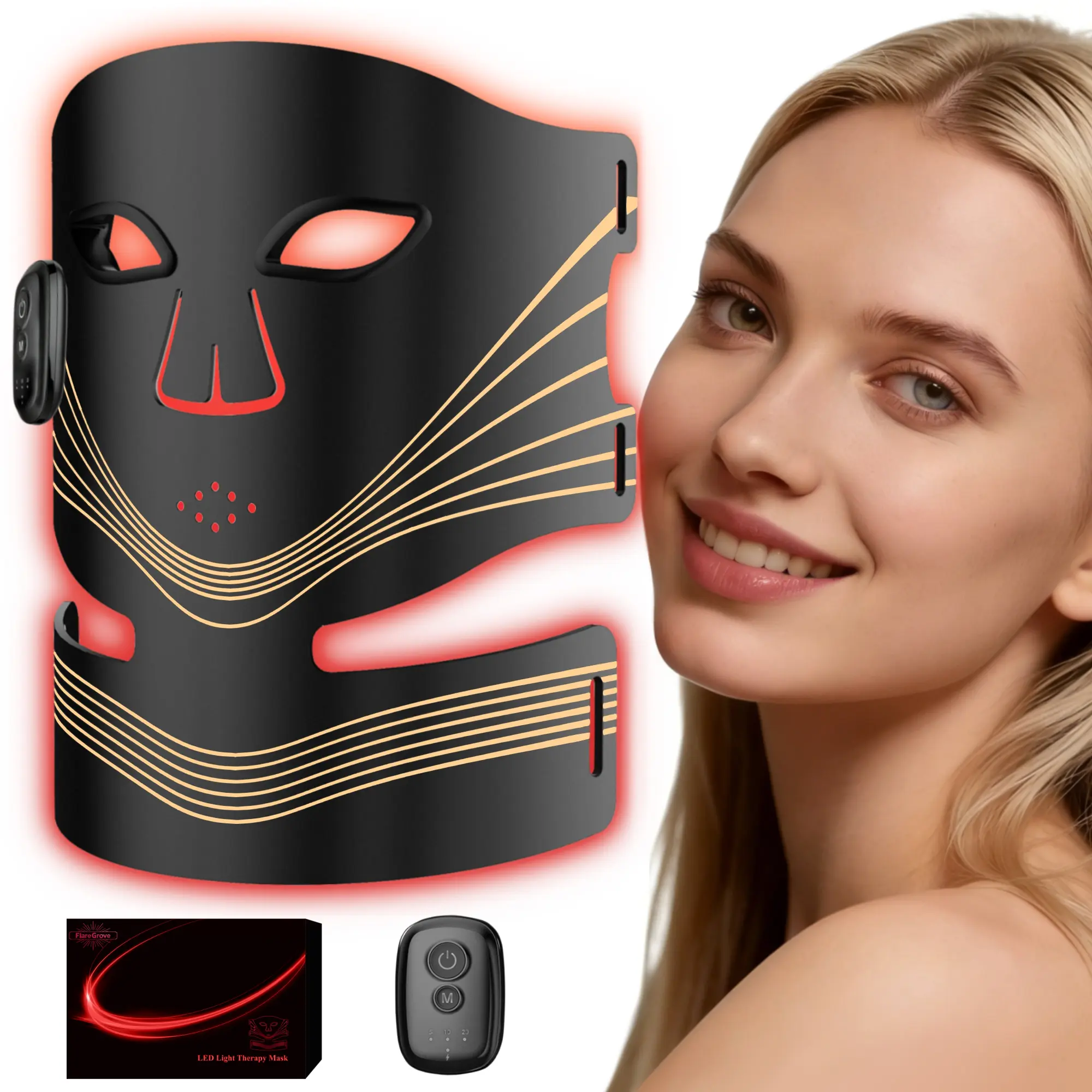 Red Light Therapy for Face – Red Light Mask Alternative, Portable LED Face Mask Light Therapy with Red & Infrared Light for Wrinkles, Acne, Skin Rejuvenation – Home Use Light Therapy Mask
