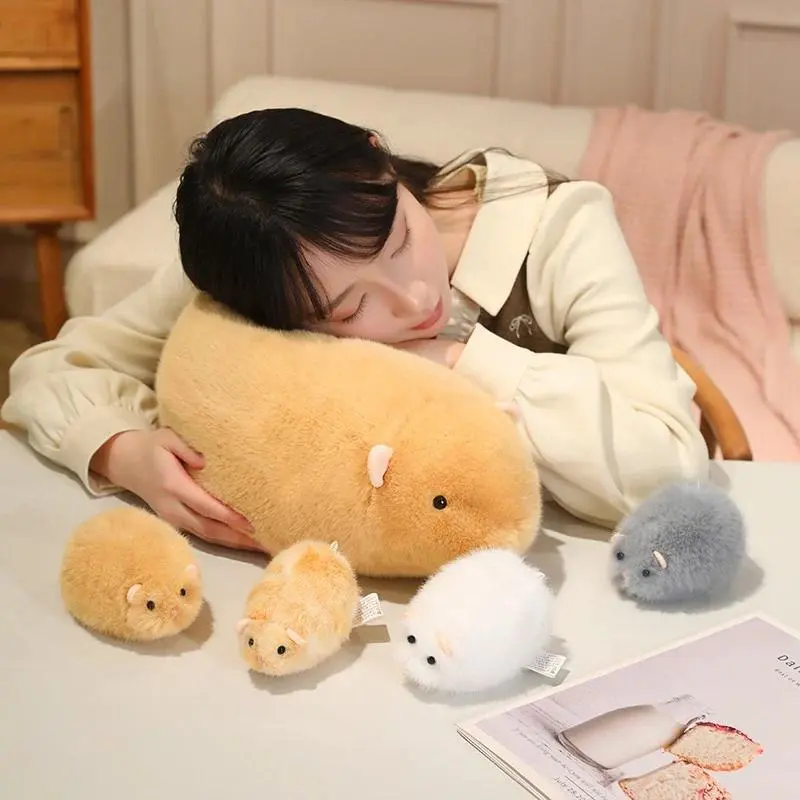 13/35cm Golden Hamster Mouse Plush Toy Stuffed Cartoon Lying Animal Doll Four Colors Soft Fluffy Appeasing Gift