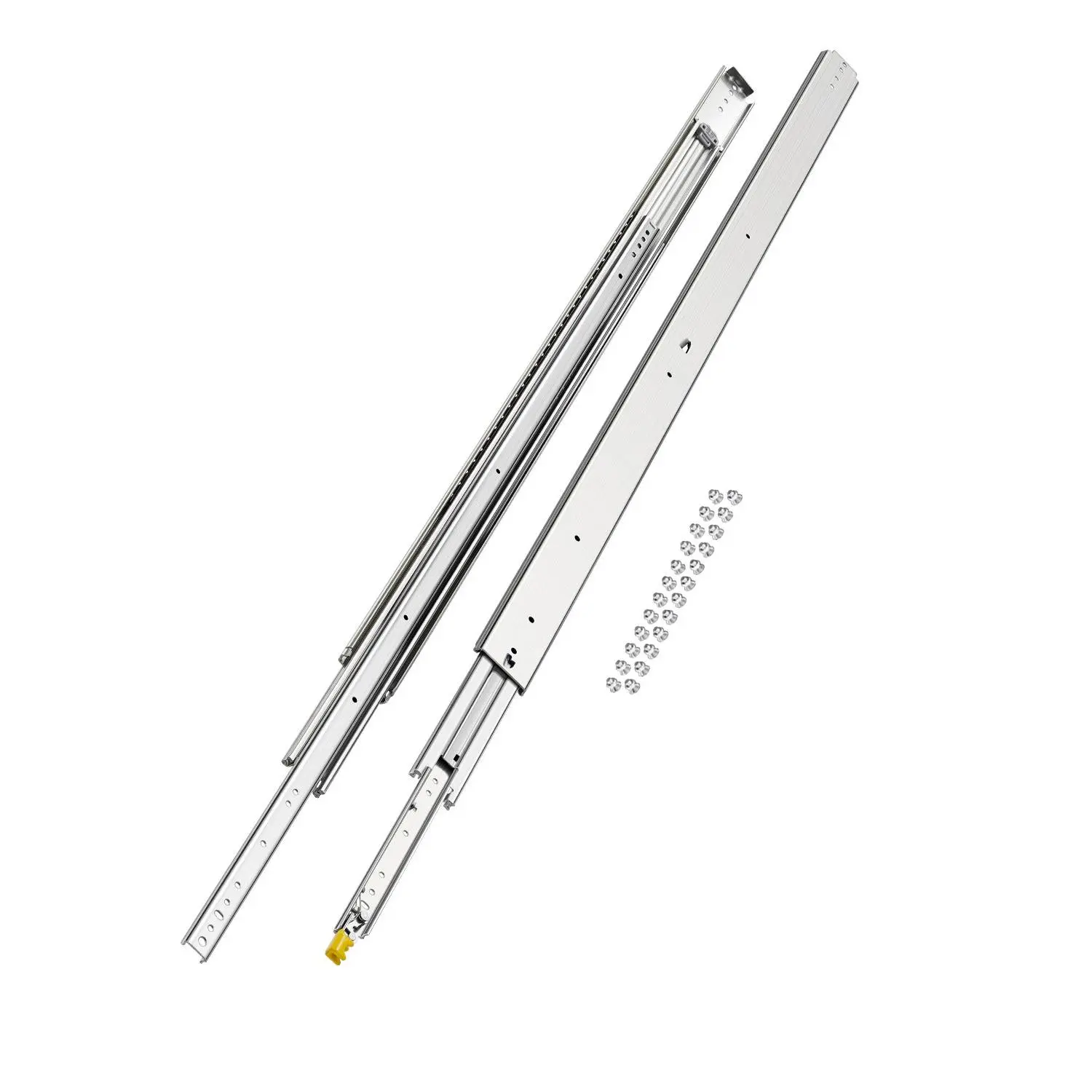 KFFKFF Set of Two Drawer Rails, Sizes Varying from 16 to 60 inches, 500 lbs Weight Tolerance, Lockable Ball Bearing Side Mounted Drawer Slide Rail