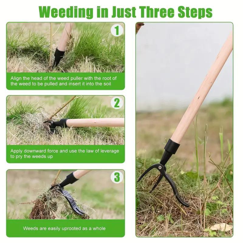 Standing Weeder, 4-Claw Steel Head Design Manual Weeder, Durable and Sturdy Garden Tool for Lawn, Garden, Yard, Farm, Home, Outdoor, Durable Gardening Tools (Without Wood Handle)