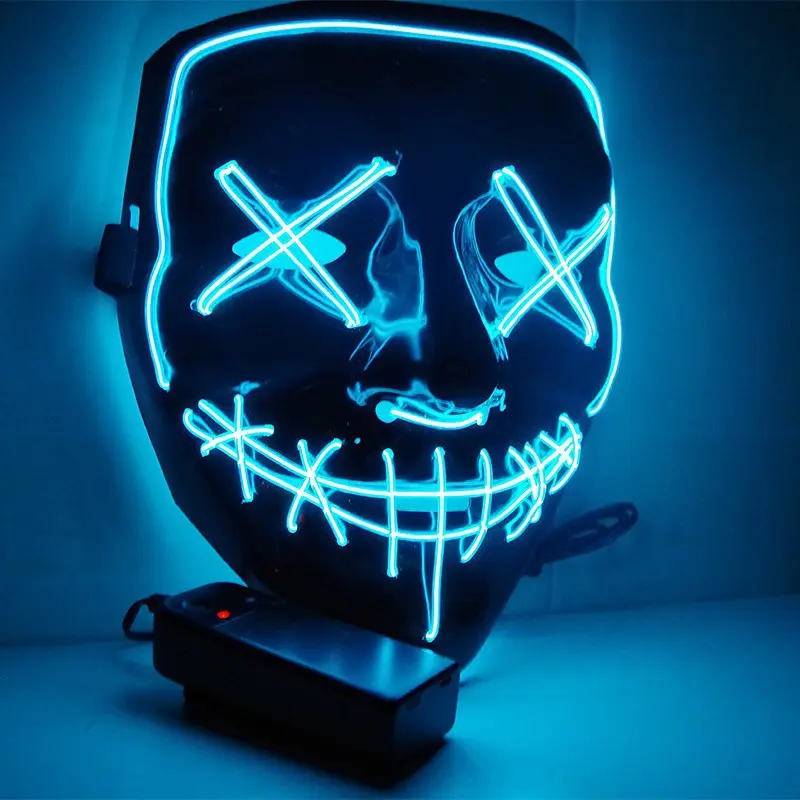 LED glowing black V-shaped mask, cold light Halloween mask, ghost dance glowing mask