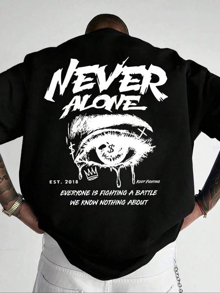 Men's Summer Round Neck Short Sleeve T-Shirt, Large Letter Graphic Print, Soft Comfortable Casual Fit, Perfect for Daily Wear