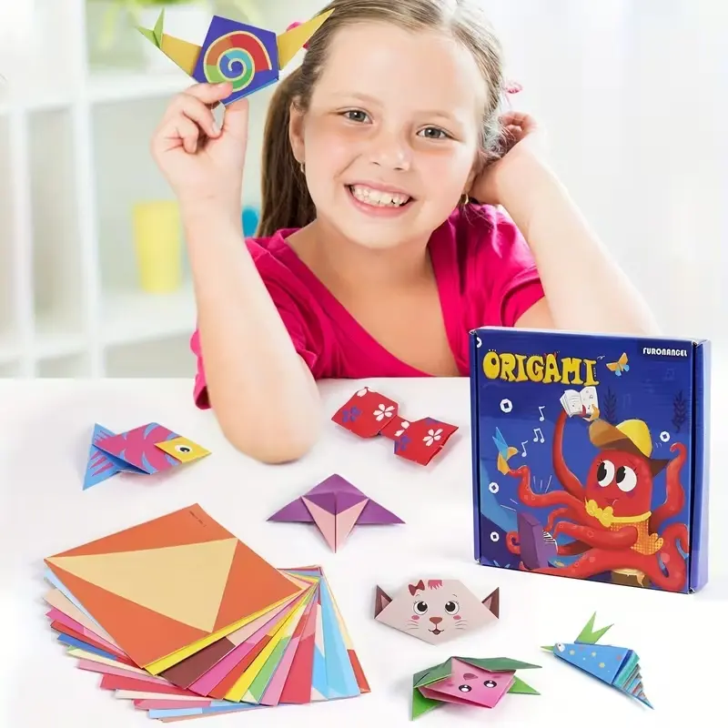 108 Sheets Children Origami Paper Set, Colorful Folding Papers with 54 Patterns, Beginner Art Project Kit, Perfect for Winter and New Year